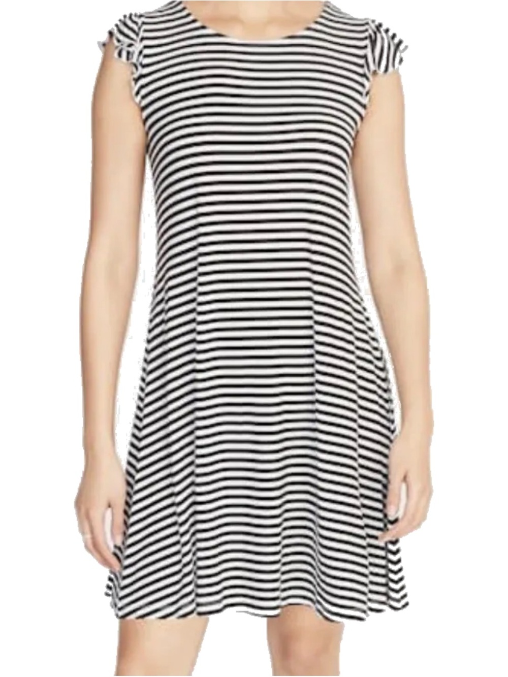Old Navy Black and White Striped flutter sleeve mini Dress size medium